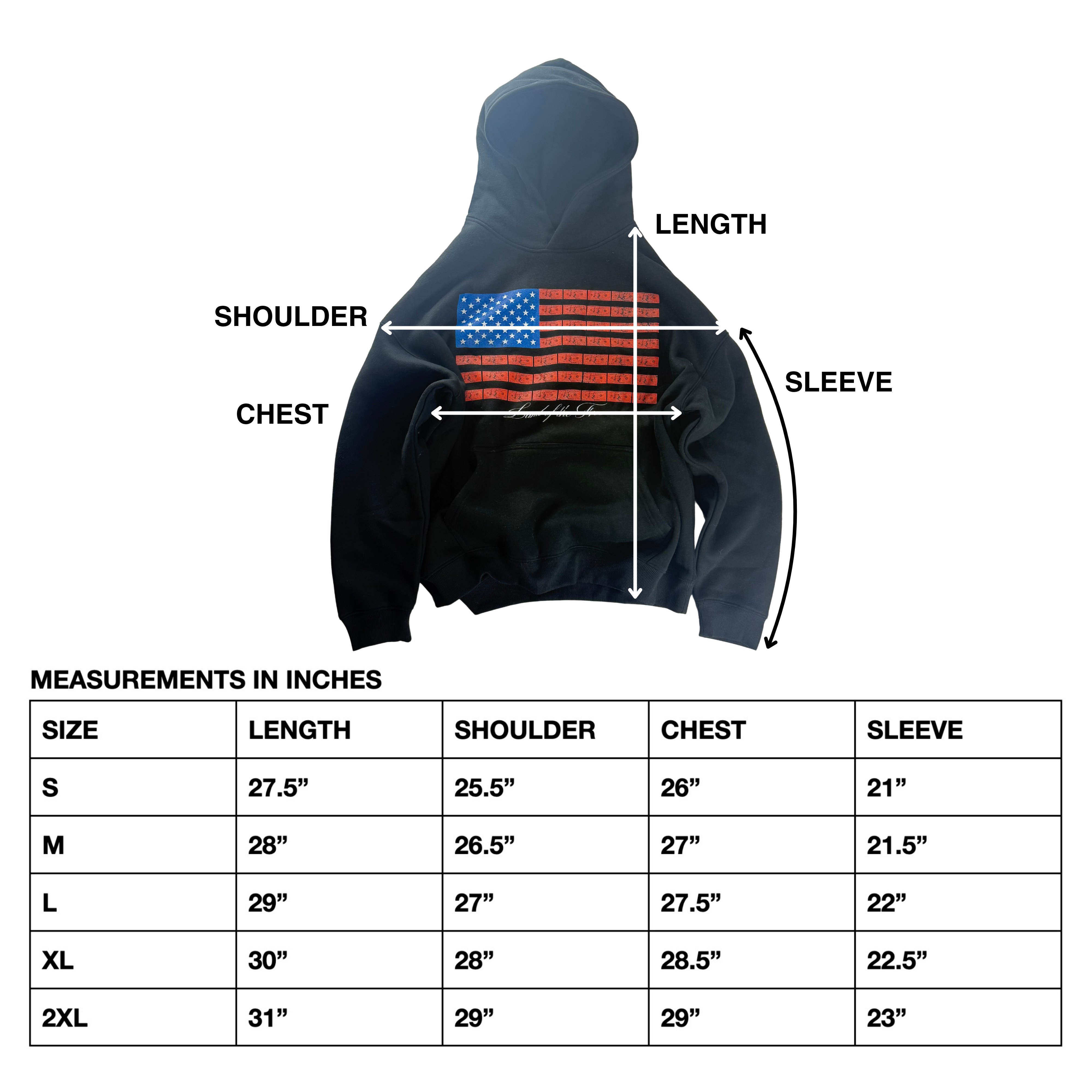 'Land Of The Free' Hoodie - Black