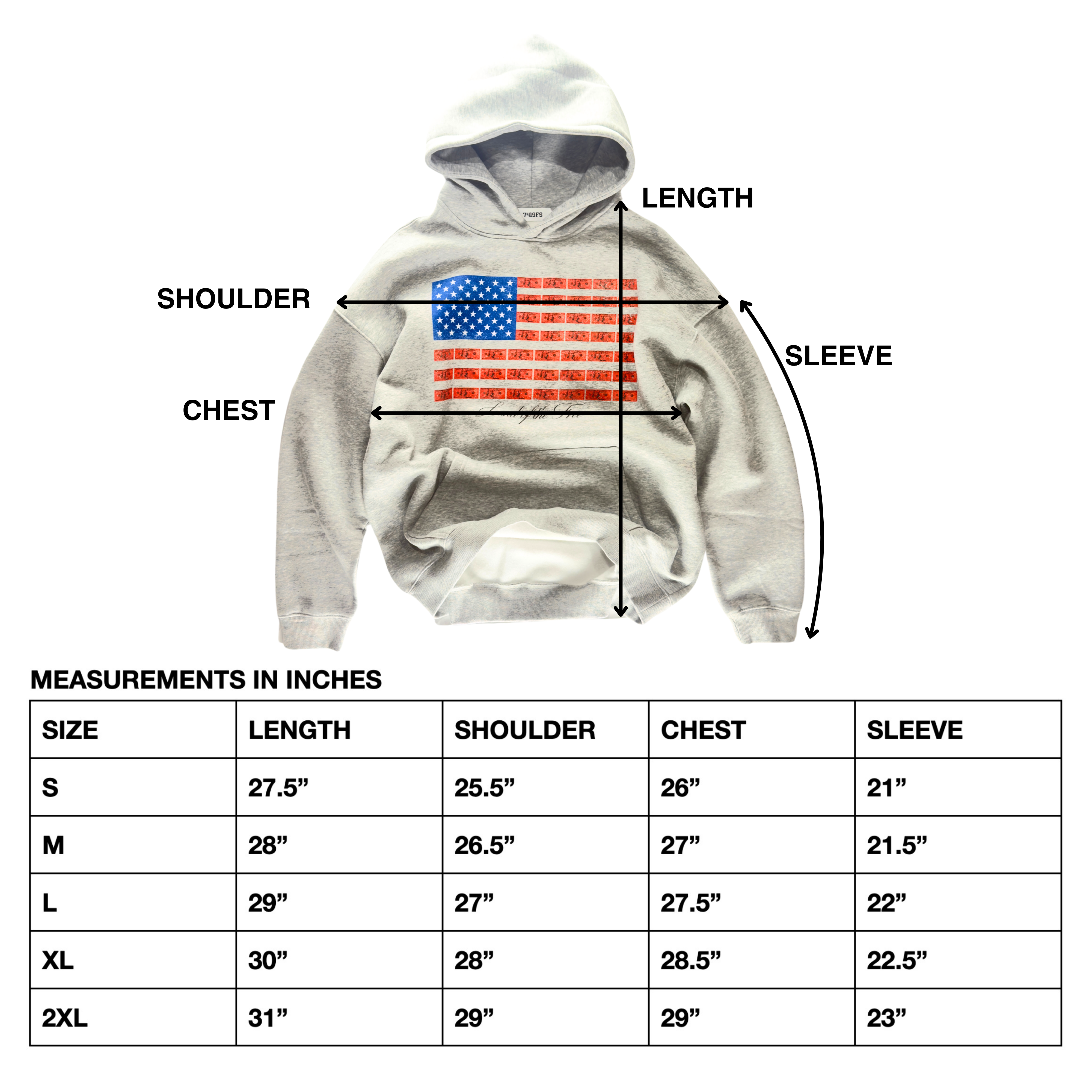 'Land Of The Free' Hoodie - Gray