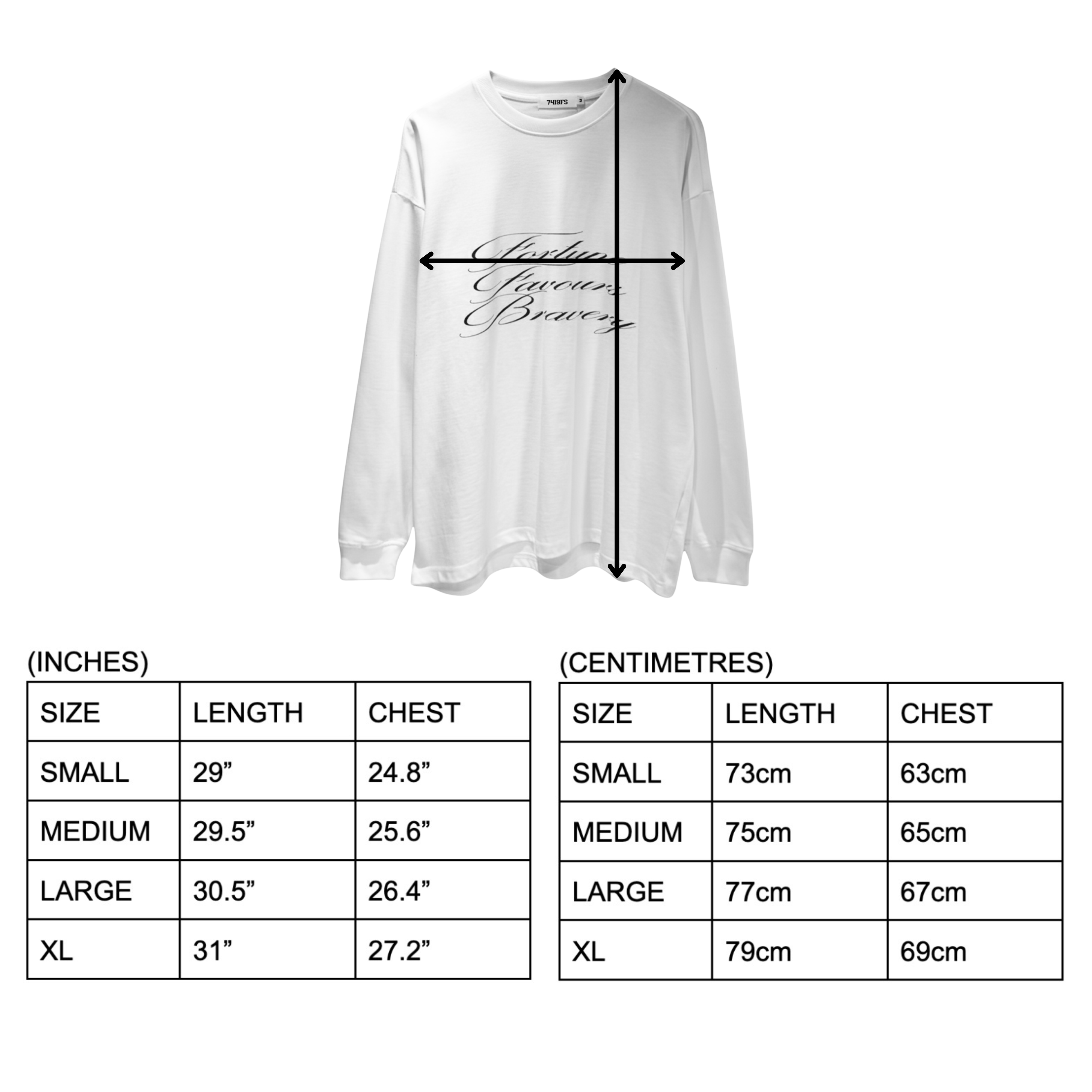 'Fortune Favours Bravery' L/S T-Shirt - White