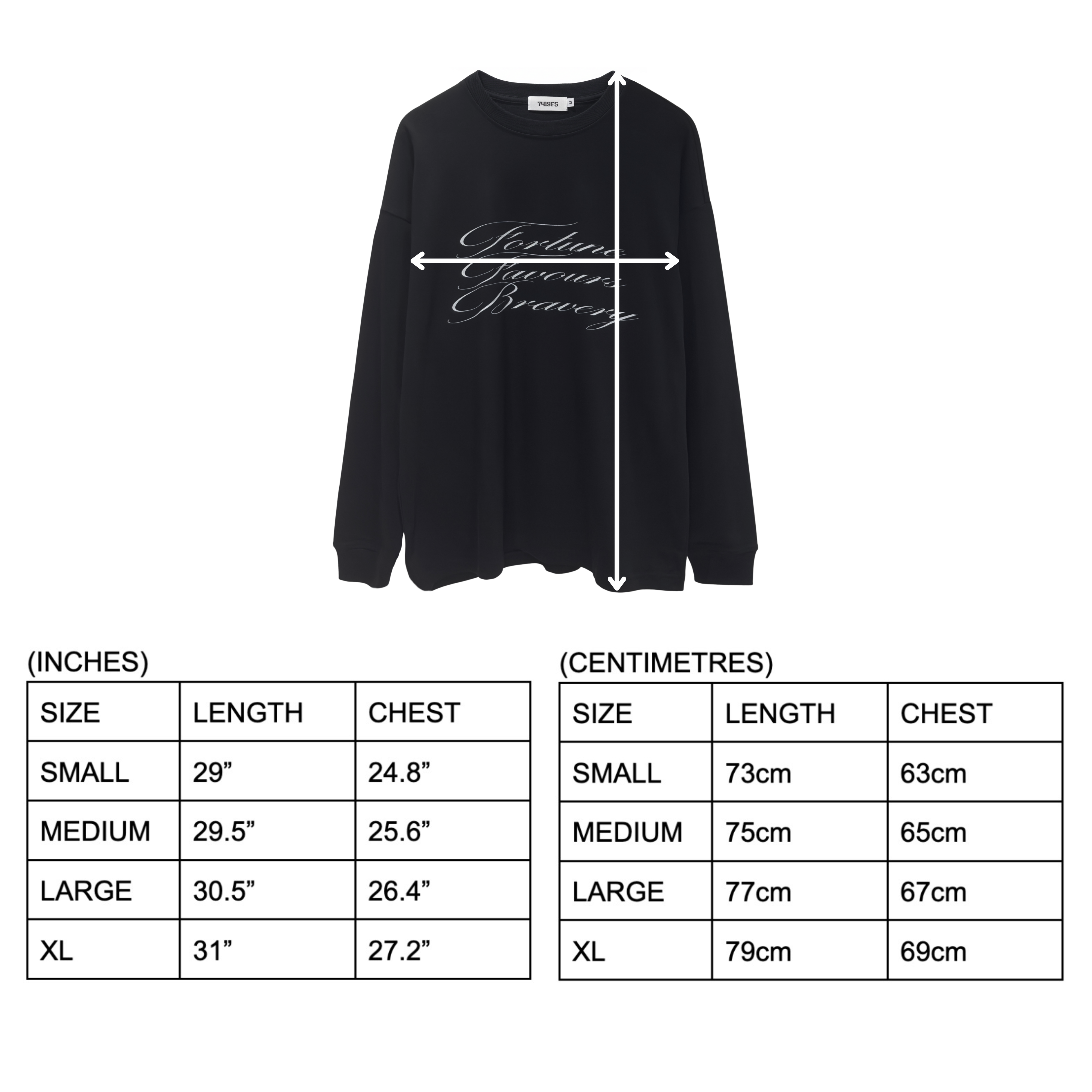 'Fortune Favours Bravery' L/S T-Shirt - Black